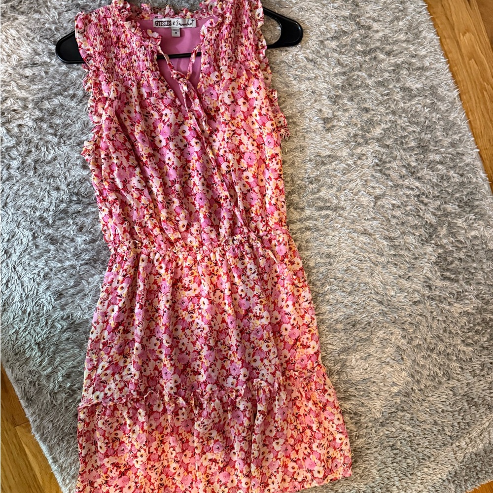 Floral Pink Sleeveless Dress